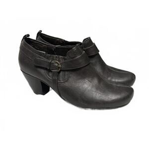 Baretraps Corynne Heeled Dark Chocolate Brown Faux Leather Buckle Ankle Boots